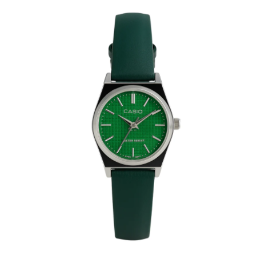 Casio Élégance Verte – Montre Femme Cuir Vert Classique