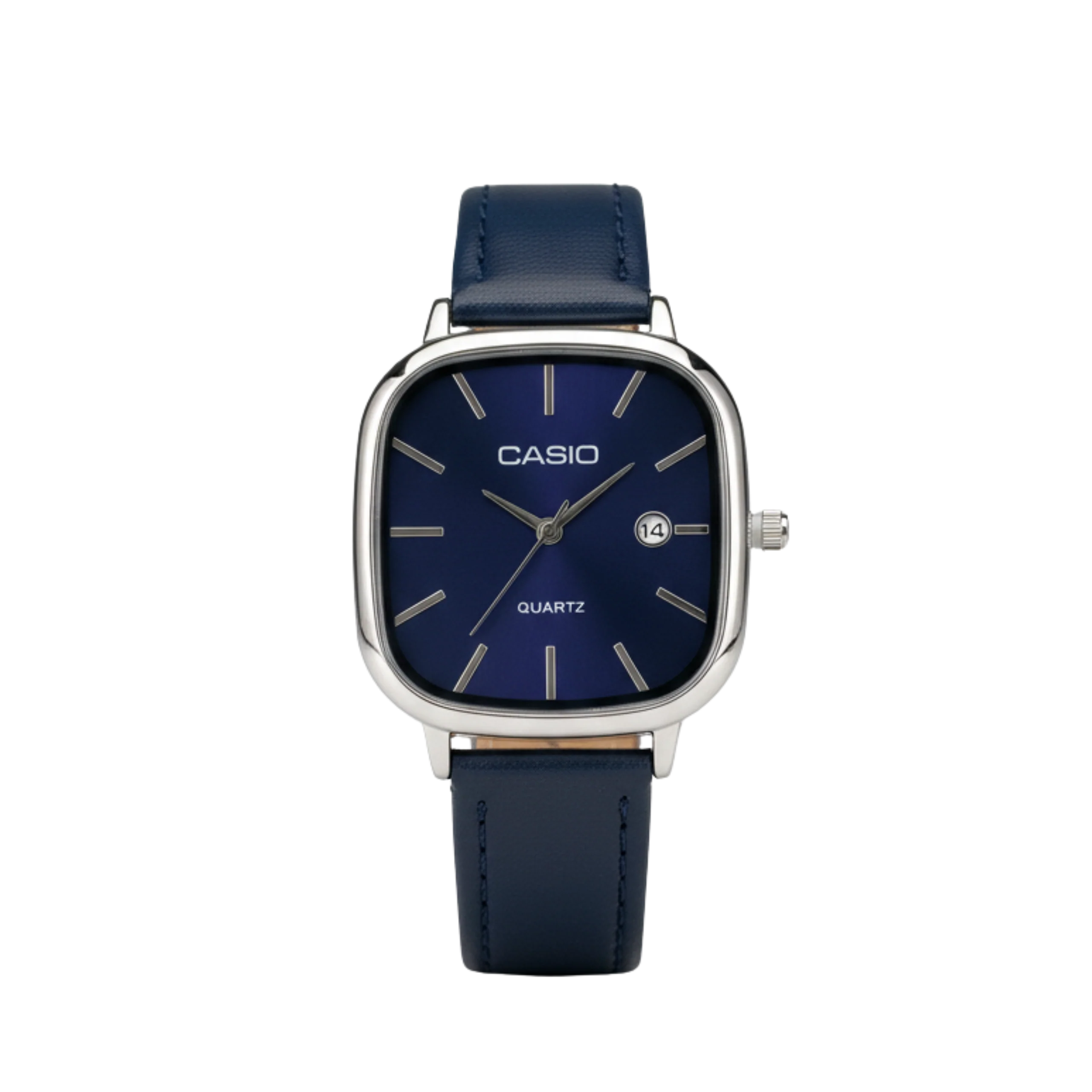 Montre Casio Élégante Quartz - Cadran Bleu Marine & Bracelet Cuir Bleu