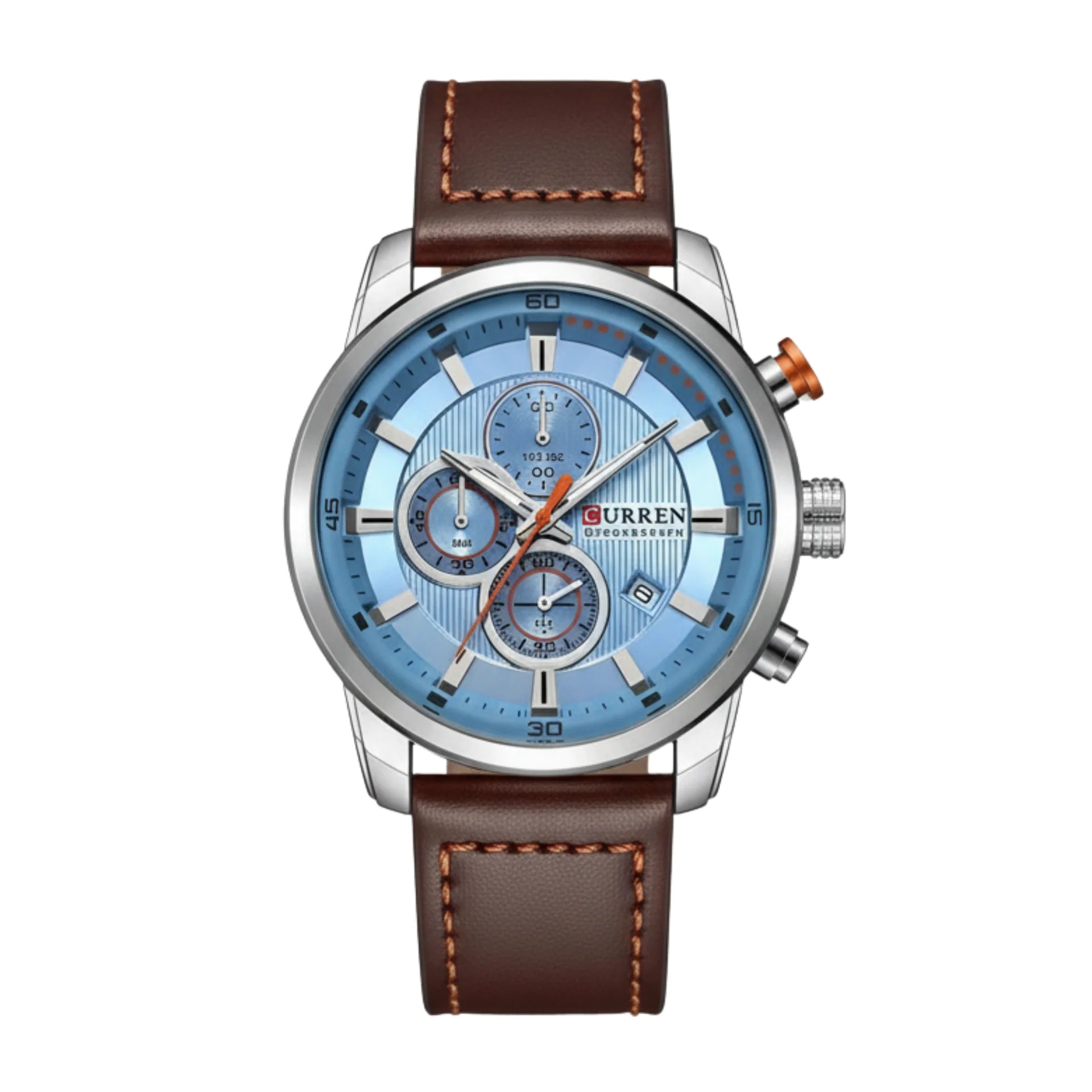 Montre Homme Curren 8291 Marron – Cadran Bleu Ciel, Bracelet Cuir