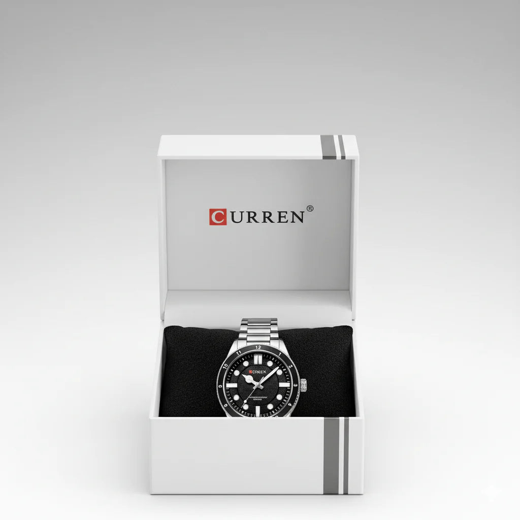 Montre Homme Curren 8450 Fond Noir – Chronographe Élégant en Acier