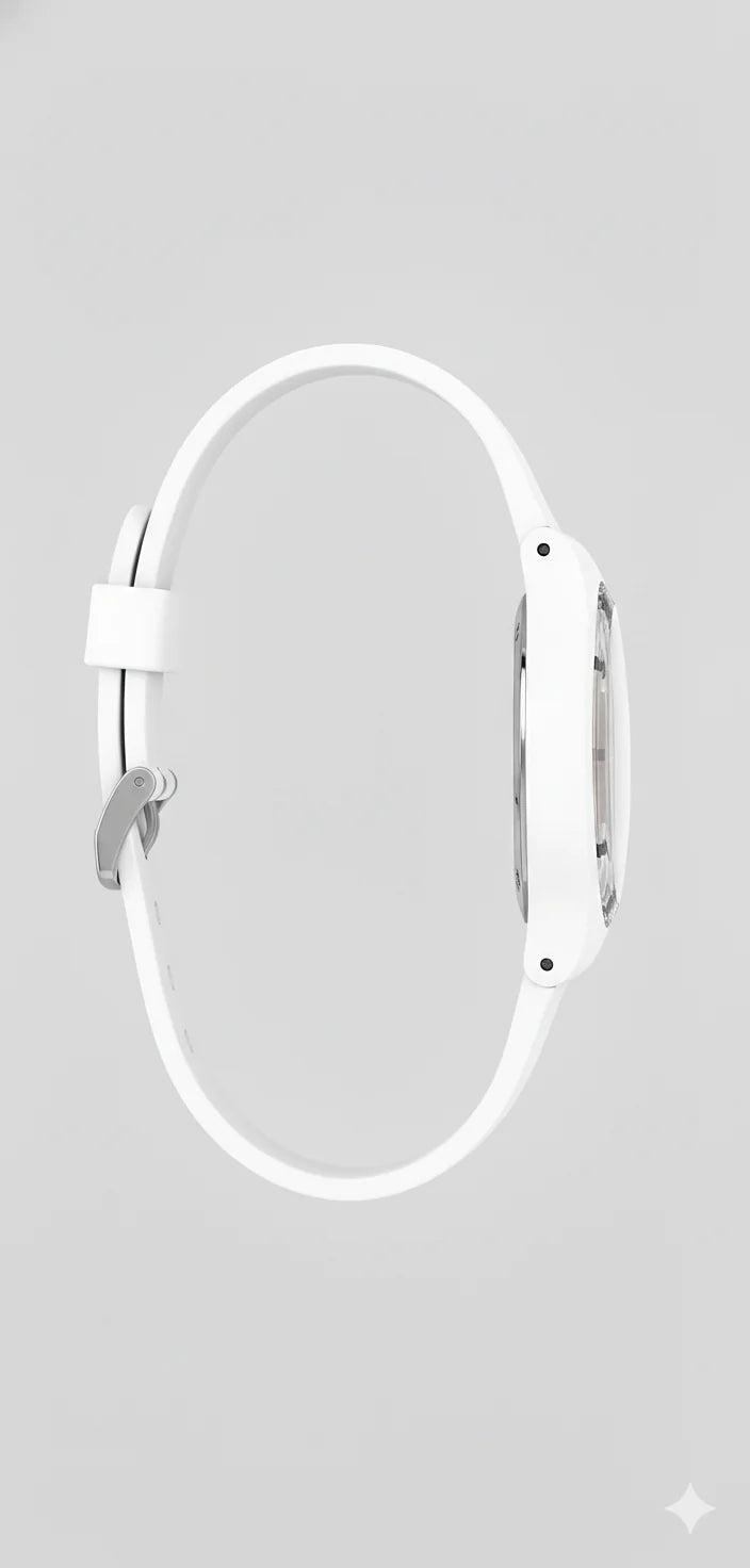 Swatch Femme Blanche Quartz Swiss – Design Élégant Blanc & Beige Doré