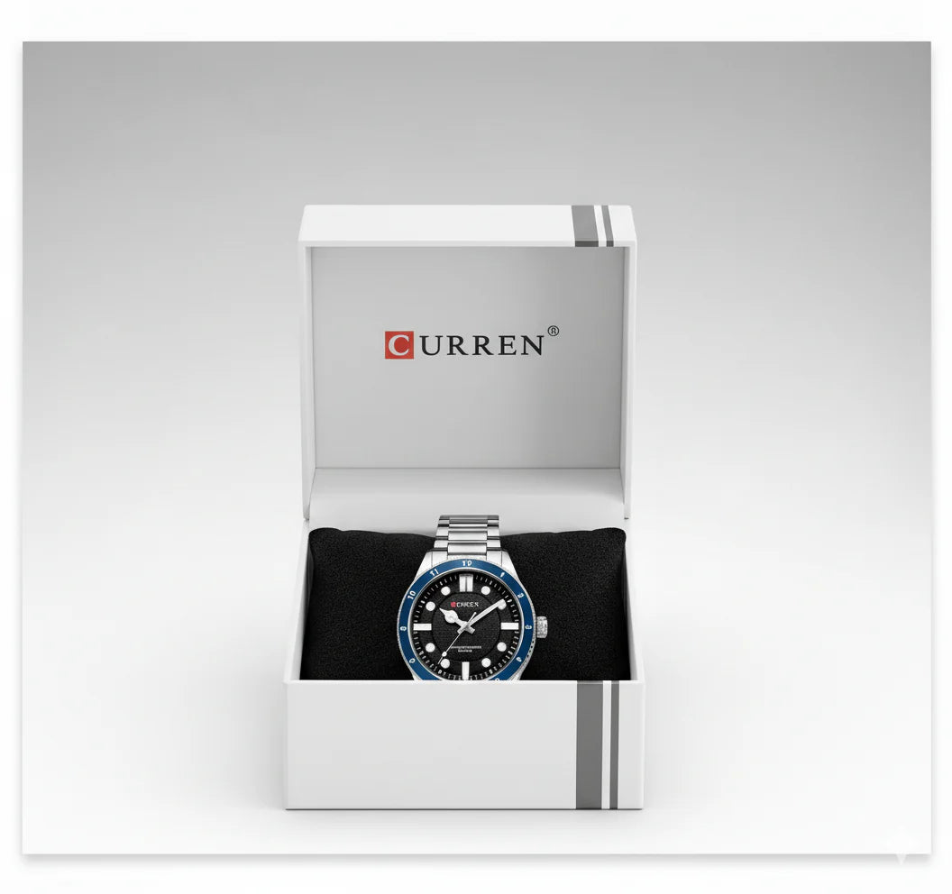 Montre Homme Curren 8450 Fond Bleu – Chronographe Acier 43 mm