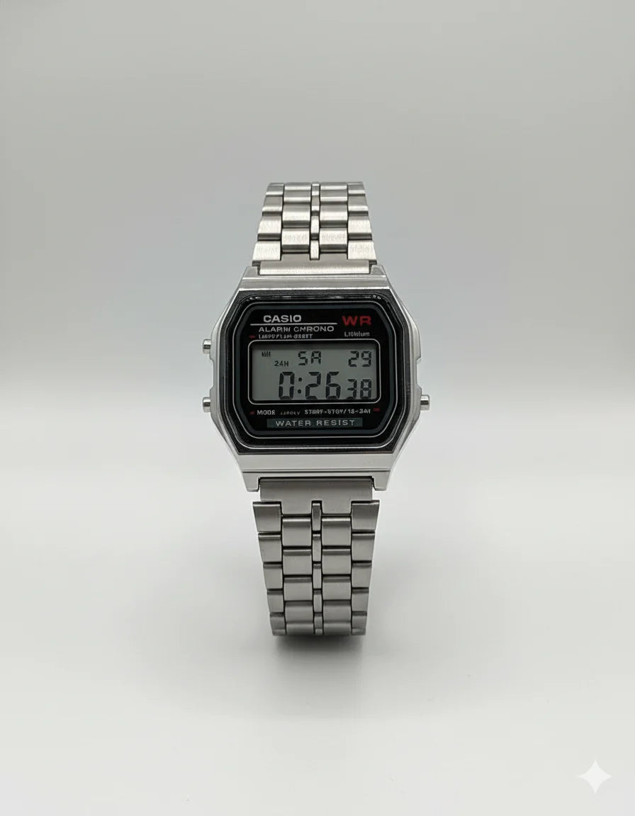 Montre Casio Numérique Rétro Homme – Acier Inoxydable, Étanche, Style Vintage