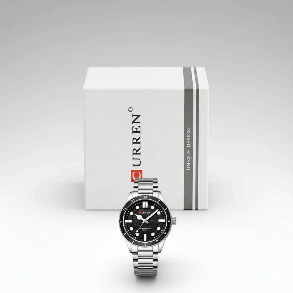 Montre Homme Curren 8450 Fond Noir – Chronographe Élégant en Acier