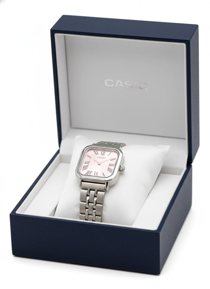 Montre Casio Femme Élégance Carrée Rose LTP-E157