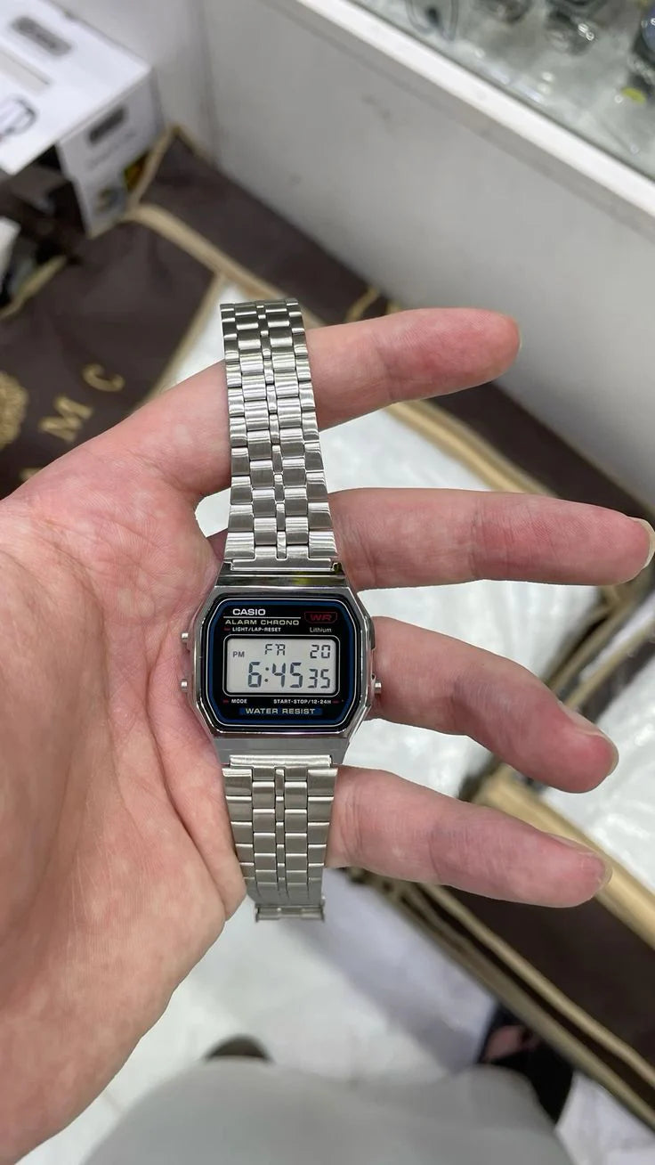 Montre Casio Numérique Rétro Homme – Acier Inoxydable, Étanche, Style Vintage