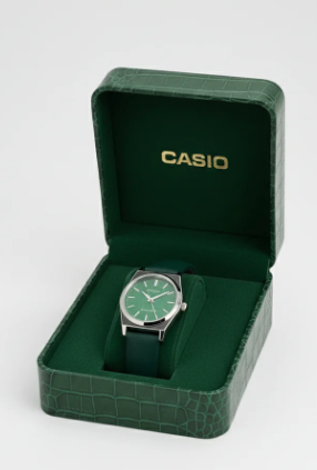Casio Élégance Verte – Montre Femme Cuir Vert Classique