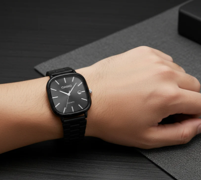 Montre Casio Analogique Noire Carrée en Métal |wear tn